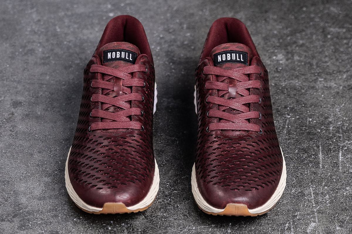 Nobull Leather Runner Men's Running Shoes Burgundy | Australia (HJ3194)